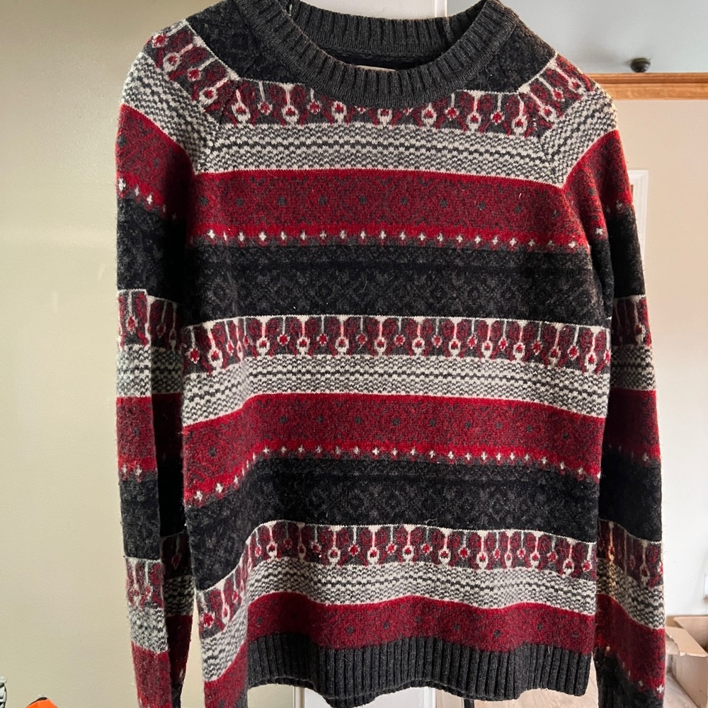 Men's Red and Black Patterned Sweater
